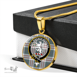 Scottish MacDiarmid Dress Weathered Clan Tartan Circle Necklace - Crest Classic Scottish Plaid Tartan Plaid