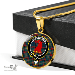 Scottish MacNicol Hunting Modern Clan Tartan Circle Necklace - Crest Classic Scottish Plaid Tartan Plaid