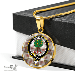 Scottish Anderson Arisaid #2 Weathered Clan Tartan Circle Necklace - Crest Classic Scottish Plaid Tartan Plaid