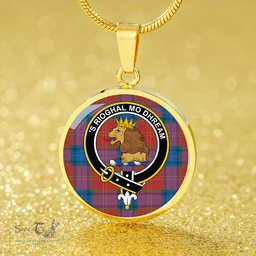 Scottish MacEdward (MacGregor Hastie) Ancient Clan Tartan Circle Necklace - Crest Classic Scottish Plaid Tartan Plaid