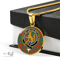Scottish MacGowan (Gow) Ancient Clan Tartan Circle Necklace - Crest Classic Scottish Plaid Tartan Plaid