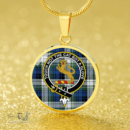Scottish MacGlashan Original Colours Modern Clan Tartan Circle Necklace - Crest Classic Scottish Plaid Tartan Plaid