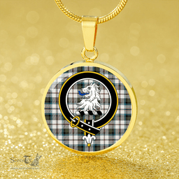 Scottish MacNaughton Dress #2 Ancient Clan Tartan Circle Necklace - Crest Classic Scottish Plaid Tartan Plaid