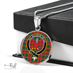 Scottish Logan #7 Modern Clan Tartan Circle Necklace - Crest Classic Scottish Plaid Tartan Plaid