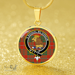 Scottish MacGregor of Balquhidder (Gregor of Balquhidder) Ancient Clan Tartan Circle Necklace - Crest Classic Scottish Plaid Tartan Plaid