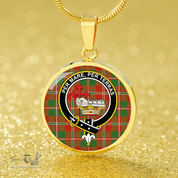 Scottish MacDonald of Glenaladale (Donald of Glenaladale) 2006 Ancient Clan Tartan Circle Necklace - Crest Classic Scottish Plaid Tartan Plaid