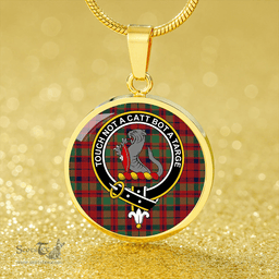 Scottish MacBean of Tomatin (MacBain of Tomatin) Modern Clan Tartan Circle Necklace - Crest Classic Scottish Plaid Tartan Plaid