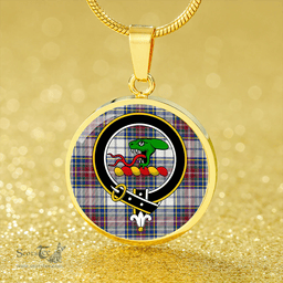 Scottish MacBeth Dress Modern Clan Tartan Circle Necklace - Crest Classic Scottish Plaid Tartan Plaid