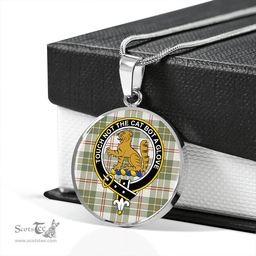 Scottish MacPherson Dress Blue Ancient Clan Tartan Circle Necklace - Crest Classic Scottish Plaid Tartan Plaid