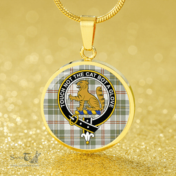Scottish MacPherson Dress Blue Ancient Clan Tartan Circle Necklace - Crest Classic Scottish Plaid Tartan Plaid