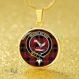 Scottish MacDougall William Modern Clan Tartan Circle Necklace - Crest Classic Scottish Plaid Tartan Plaid