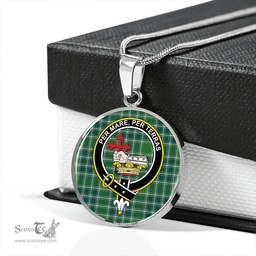 Scottish MacDonald Lord of the Isles; Hunting Ancient Clan Tartan Circle Necklace - Crest Classic Scottish Plaid Tartan Plaid