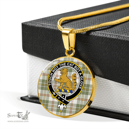 Scottish MacPherson Dress Blue Ancient Clan Tartan Circle Necklace - Crest Classic Scottish Plaid Tartan Plaid