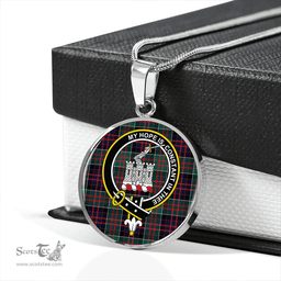 Scottish MacDonald of Clanranald #2 (MacDonald of Clanranald; #2) Modern Clan Tartan Circle Necklace - Crest Classic Scottish Plaid Tartan Plaid
