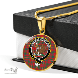 Scottish MacKinnon Modern Clan Tartan Circle Necklace - Crest Classic Scottish Plaid Tartan Plaid
