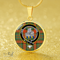 Scottish Dalrymple of Castleton #2 Modern Clan Tartan Circle Necklace - Crest Classic Scottish Plaid Tartan Plaid