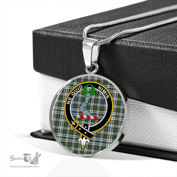 Scottish MacKinlay Dress Ancient Clan Tartan Circle Necklace - Crest Classic Scottish Plaid Tartan Plaid