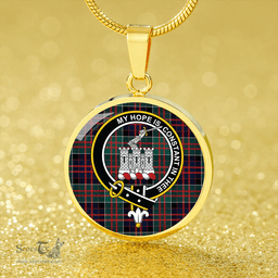 Scottish MacDonald of Clanranald #2 (MacDonald of Clanranald; #2) Modern Clan Tartan Circle Necklace - Crest Classic Scottish Plaid Tartan Plaid