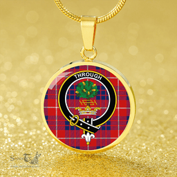 Scottish Hamilton Modern Clan Tartan Circle Necklace - Crest Classic Scottish Plaid Tartan Plaid