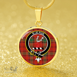 Scottish MacLintock Ancient Clan Tartan Circle Necklace - Crest Classic Scottish Plaid Tartan Plaid