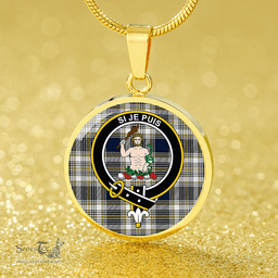 Scottish Livingstone Dress Modern Clan Tartan Circle Necklace - Crest Classic Scottish Plaid Tartan Plaid