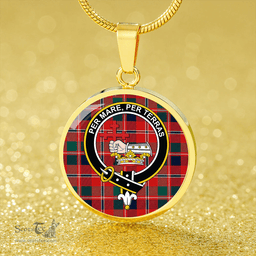 Scottish MacDonald of Glenaladale #2 (Donald Glenfinnan) Modern Clan Tartan Circle Necklace - Crest Classic Scottish Plaid Tartan Plaid