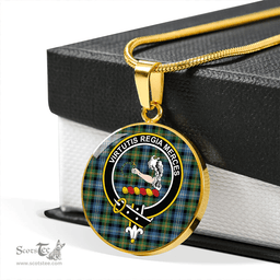 Scottish Dyce Ancient Clan Tartan Circle Necklace - Crest Classic Scottish Plaid Tartan Plaid