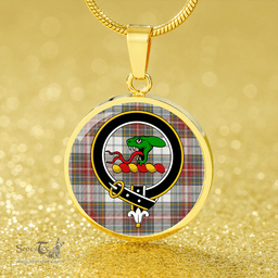 Scottish MacBeth Dress Weathered Clan Tartan Circle Necklace - Crest Classic Scottish Plaid Tartan Plaid