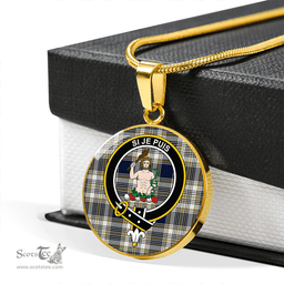Scottish Livingstone Dress Modern Clan Tartan Circle Necklace - Crest Classic Scottish Plaid Tartan Plaid