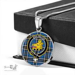 Scottish MacTavish Dress Ancient Clan Tartan Circle Necklace - Crest Classic Scottish Plaid Tartan Plaid