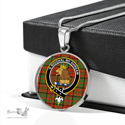 Scottish MacNeish Ancient Clan Tartan Circle Necklace - Crest Classic Scottish Plaid Tartan Plaid