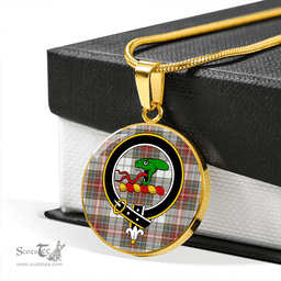 Scottish MacBeth Dress Weathered Clan Tartan Circle Necklace - Crest Classic Scottish Plaid Tartan Plaid