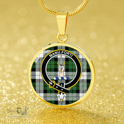 Scottish MacKay Dress Ancient Clan Tartan Circle Necklace - Crest Classic Scottish Plaid Tartan Plaid