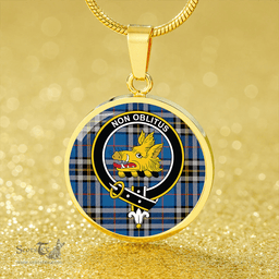 Scottish MacTavish Dress Ancient Clan Tartan Circle Necklace - Crest Classic Scottish Plaid Tartan Plaid