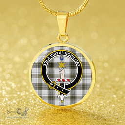 Scottish Henderson Dress #2 (MacKendrick Dress #2) Weathered Clan Tartan Circle Necklace - Crest Classic Scottish Plaid Tartan Plaid