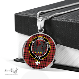 Scottish MacIan Ancient Clan Tartan Circle Necklace - Crest Classic Scottish Plaid Tartan Plaid