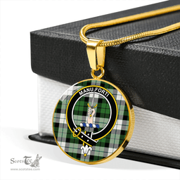 Scottish MacKay Dress Ancient Clan Tartan Circle Necklace - Crest Classic Scottish Plaid Tartan Plaid