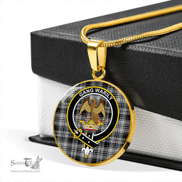 Scottish Drummond (Clans Originaux) Grey Ancient Clan Tartan Circle Necklace - Crest Classic Scottish Plaid Tartan Plaid