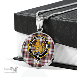 Scottish MacPherson of Pitmain Weathered Clan Tartan Circle Necklace - Crest Classic Scottish Plaid Tartan Plaid