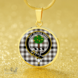 Scottish Hogg Ancient Clan Tartan Circle Necklace - Crest Classic Scottish Plaid Tartan Plaid