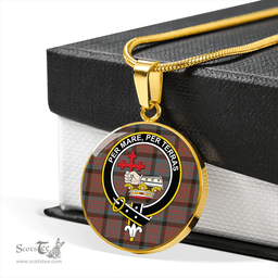 Scottish MacDonald (Donald) Weathered Clan Tartan Circle Necklace - Crest Classic Scottish Plaid Tartan Plaid