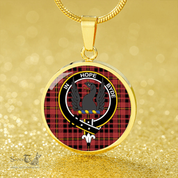 Scottish MacIan Ancient Clan Tartan Circle Necklace - Crest Classic Scottish Plaid Tartan Plaid