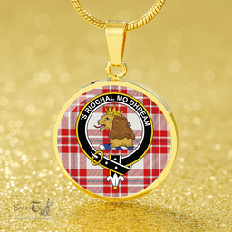 Scottish MacGregor Dress (Gregor Dress) Clan Tartan Circle Necklace - Crest Classic Scottish Plaid Tartan Plaid