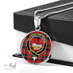 Scottish MacDonald of Glenaladale #2 (Donald Glenfinnan) Modern Clan Tartan Circle Necklace - Crest Classic Scottish Plaid Tartan Plaid