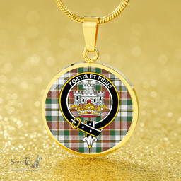 Scottish MacLachlan Dress Ancient Clan Tartan Circle Necklace - Crest Classic Scottish Plaid Tartan Plaid