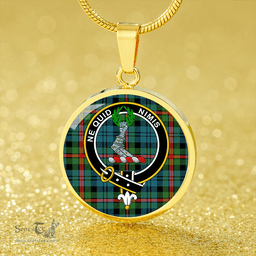Scottish MacKinlay Ancient Clan Tartan Circle Necklace - Crest Classic Scottish Plaid Tartan Plaid