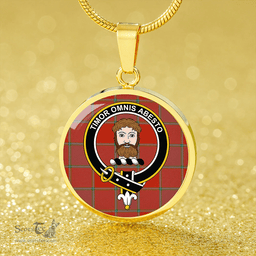 Scottish MacNab (Wilsons) 'Real MacNab' Ancient Clan Tartan Circle Necklace - Crest Classic Scottish Plaid Tartan Plaid