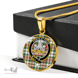 Scottish MacLachlan Dress Ancient Clan Tartan Circle Necklace - Crest Classic Scottish Plaid Tartan Plaid