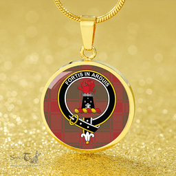 Scottish Middleton Ancient Clan Tartan Circle Necklace - Crest Classic Scottish Plaid Tartan Plaid