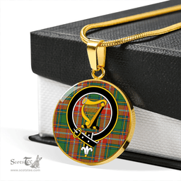 Scottish MacWhirter Ancient Clan Tartan Circle Necklace - Crest Classic Scottish Plaid Tartan Plaid